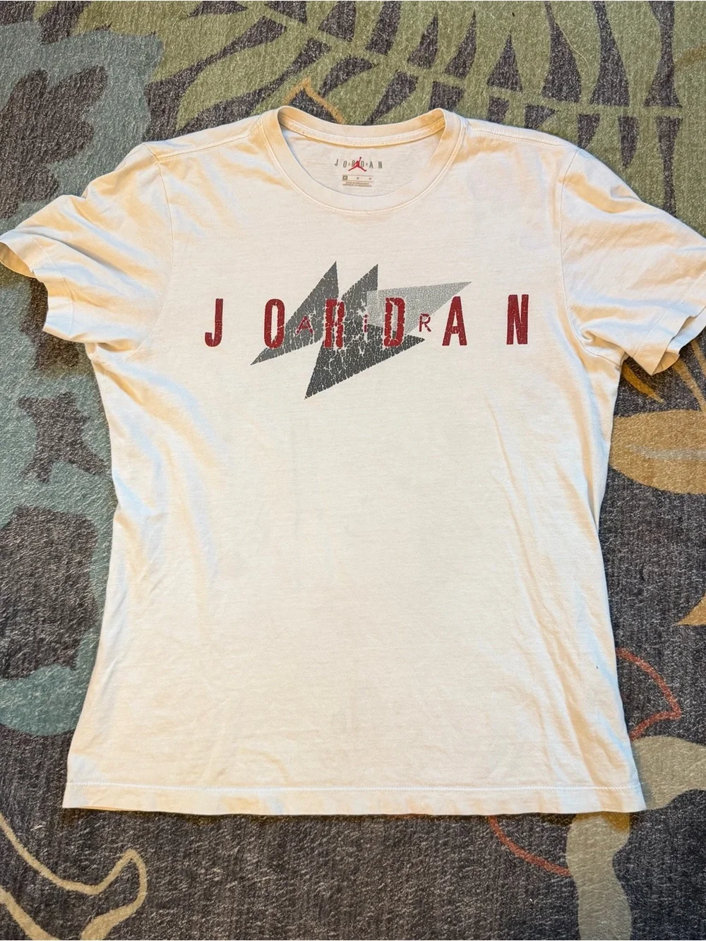 Air Jordan M White Tee Shirt Distressed Basketball Cotton
